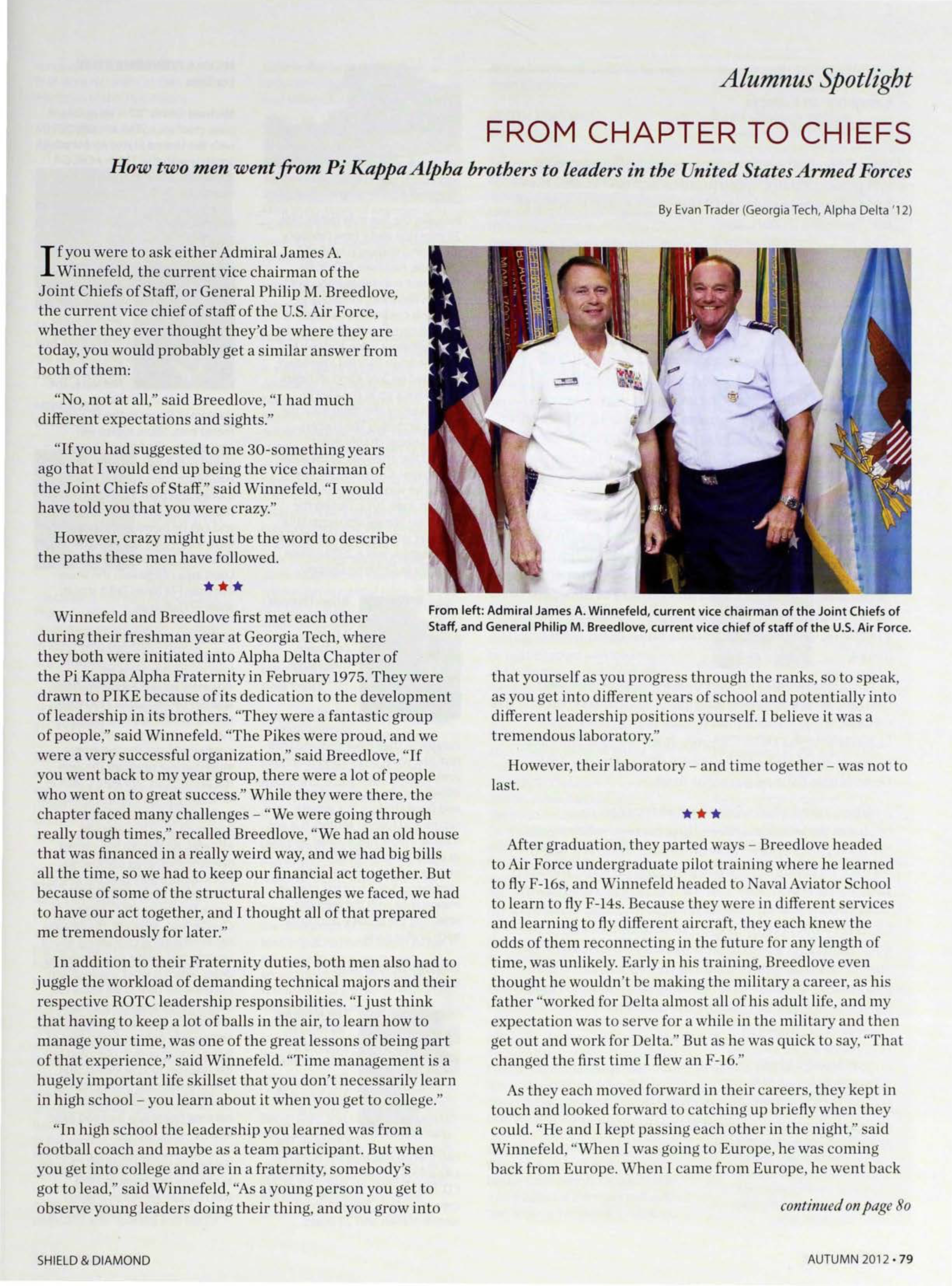 Alumnus Spotlight: From Chapter To Chiefs, Autumn 2012